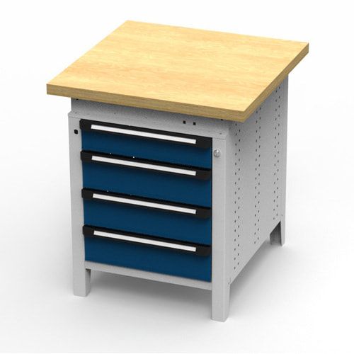 OTTOKIND Werkbank - Arbeitsplatte bündig - 850 x 605 x 750 mm (HxBxT) - 4 Schubladen - lichtgrau