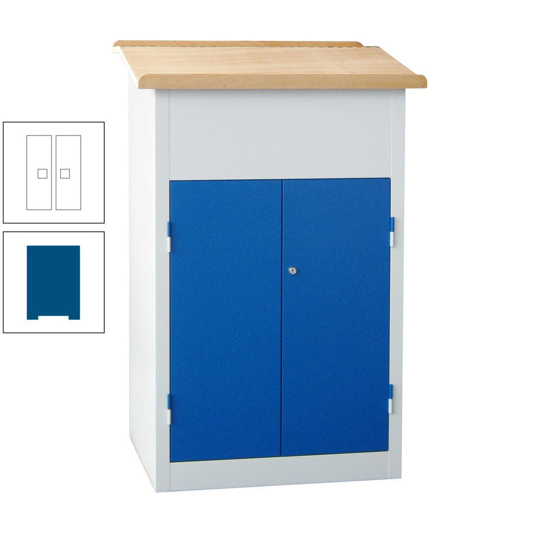 Stehpult mit Schrank - Vollblechtür - Zylinderschloss - 2 Böden - 1.200 x 700 x 600 mm (HxBxT) - anthrazitgrau