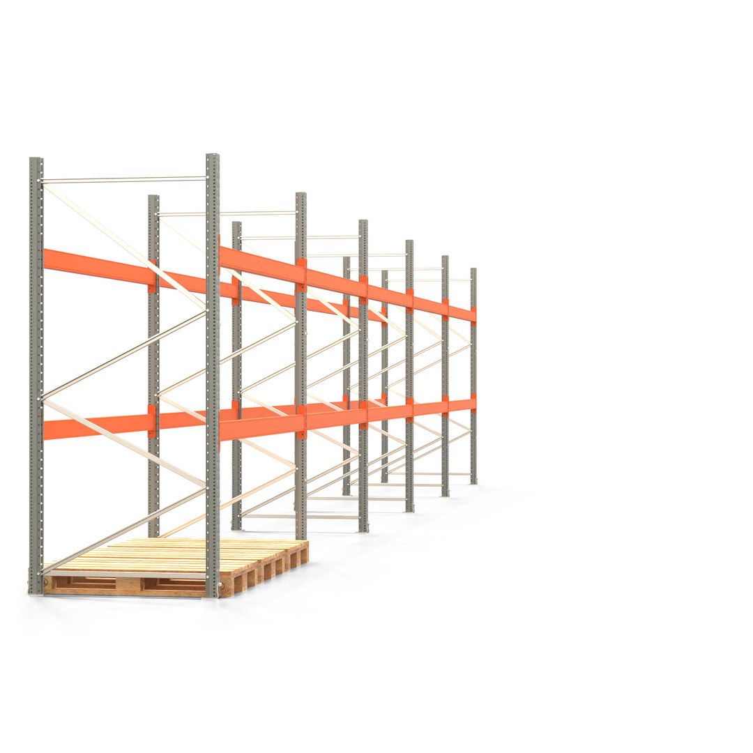 Palettenregal ARTUS - 3 Ebenen - Fachlast 2.100 kg - 2.500 x 11.225 x 1.100 mm (HxBxT) - 4 Felder - Schwerlastregal