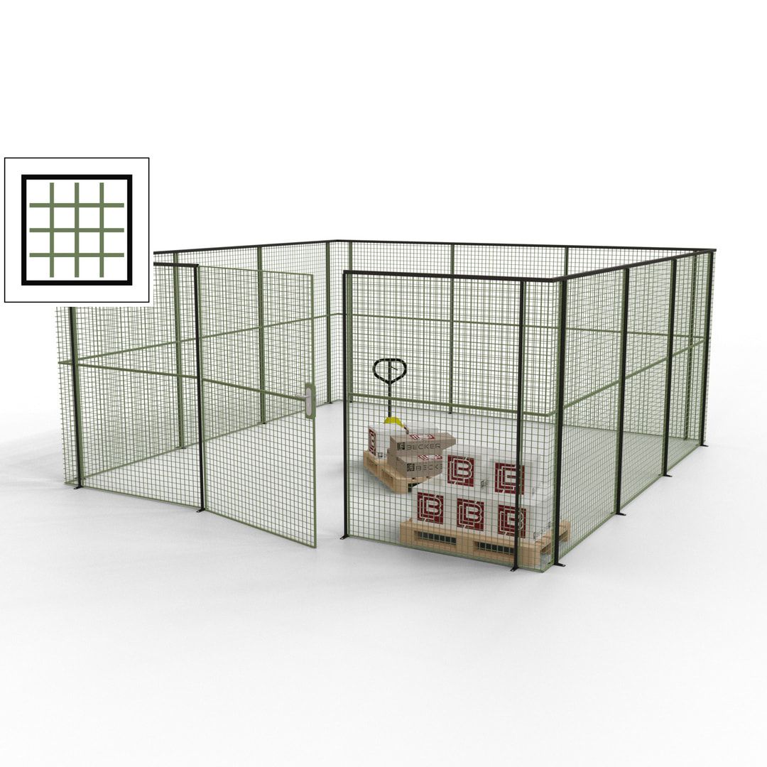 Maschinen Schutzgitter - Hallentrennwand - Sicherheitszaun - Tür - 18 m - 2.200 x 4.900 x 4.900 mm (HxBxT) - enzianblau