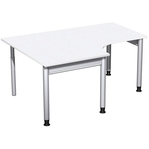 Eckschreibtisch, Eckteil 800 mm, links, Füße einseitig verkürzt, 4-Fuß Pro, höhenverstellbar, 680-800 x 1.600 x 1.200 mm (HxBxT), Dekor Ahorn
