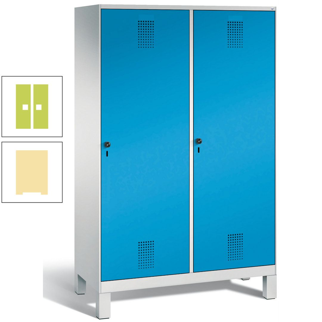 Doppel-Spind, Garderobenschrank, 2 Türen für 4 Abteile a 300 mm, Korpus anthrazitgrau, Türen anthrazitgrau, 1.850 x 1.200 x 500 mm (HxBxT)