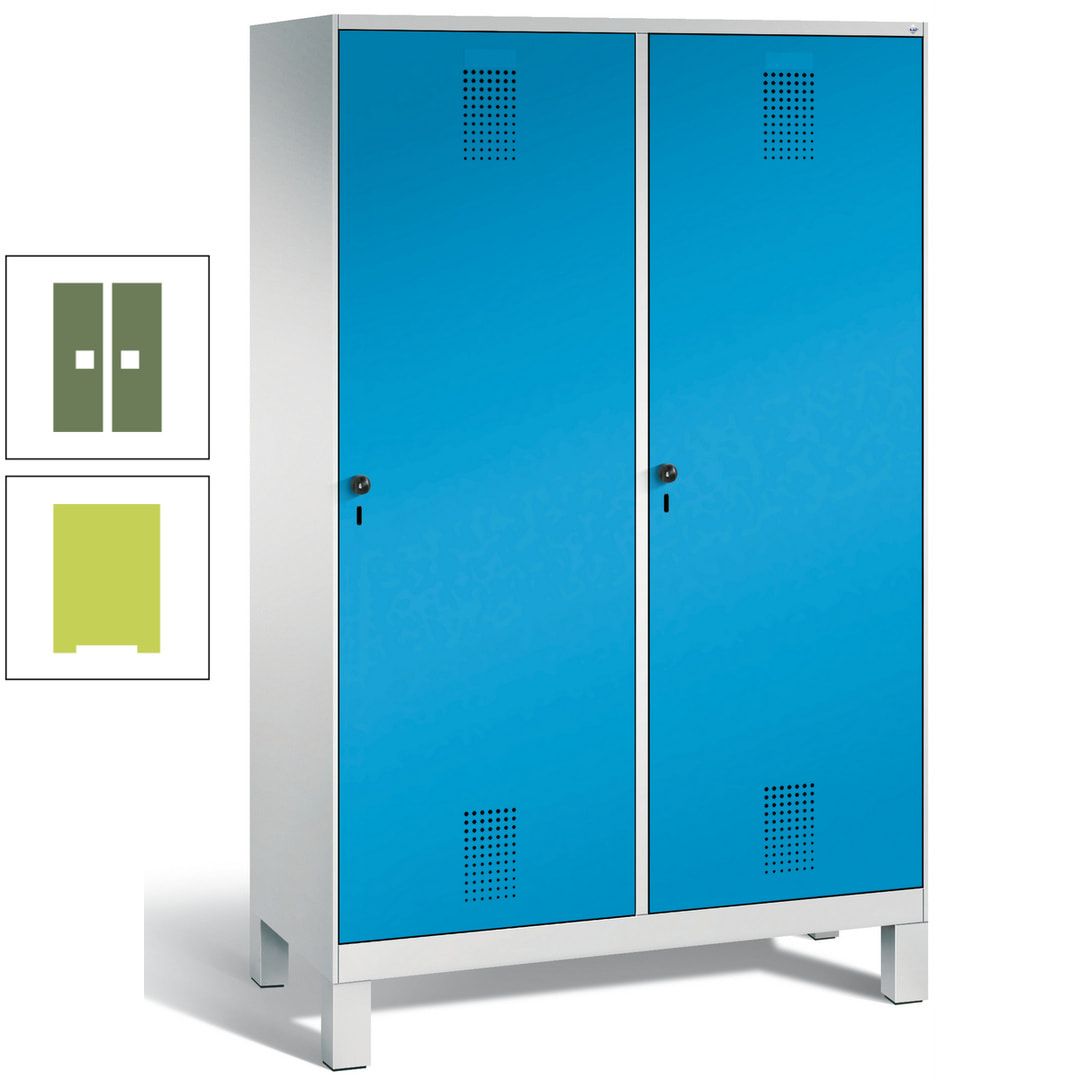 Doppel-Spind, Garderobenschrank, 2 Türen für 4 Abteile a 300 mm, Korpus anthrazitgrau, Türen anthrazitgrau, 1.850 x 1.200 x 500 mm (HxBxT)