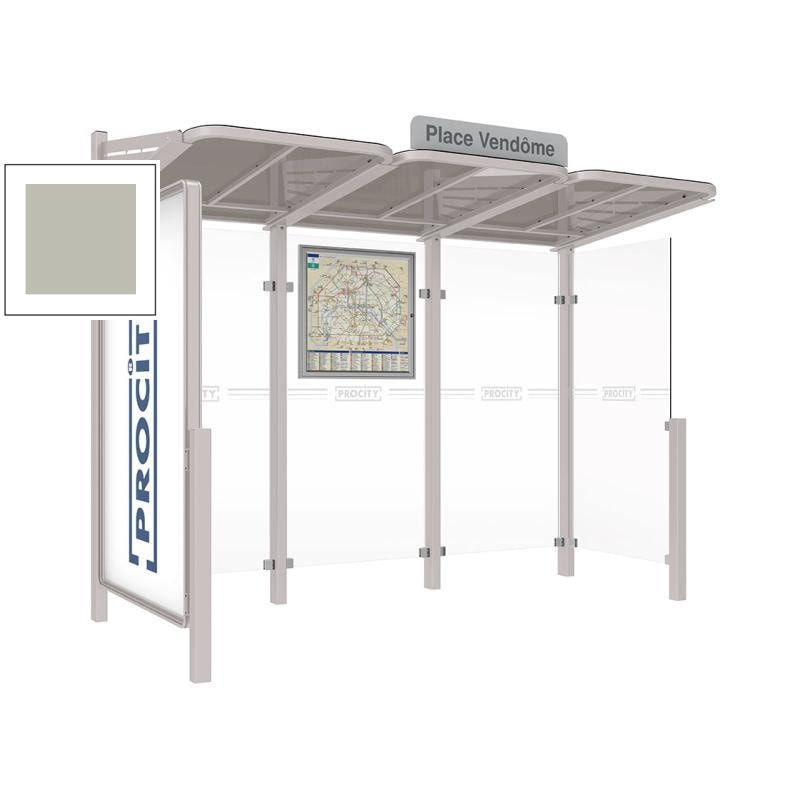Buswartehalle - Unterstand - Fahrplankasten - Haltestellenschild - Schaukasten - Seitenwand - 2.200 x 3.000 x 1.500 mm (HxBxT) - Farbe enzianblau
