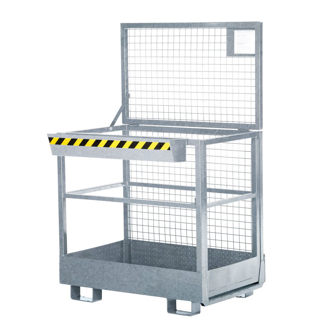 Arbeitsbühne für Stapler und Frontlader - Arbeitskorb - Montagebühne - 2 Personen - Tragkraft 300 kg - 1.910 x 1.200 x 800 mm (HxBxT) - anthrazitgrau