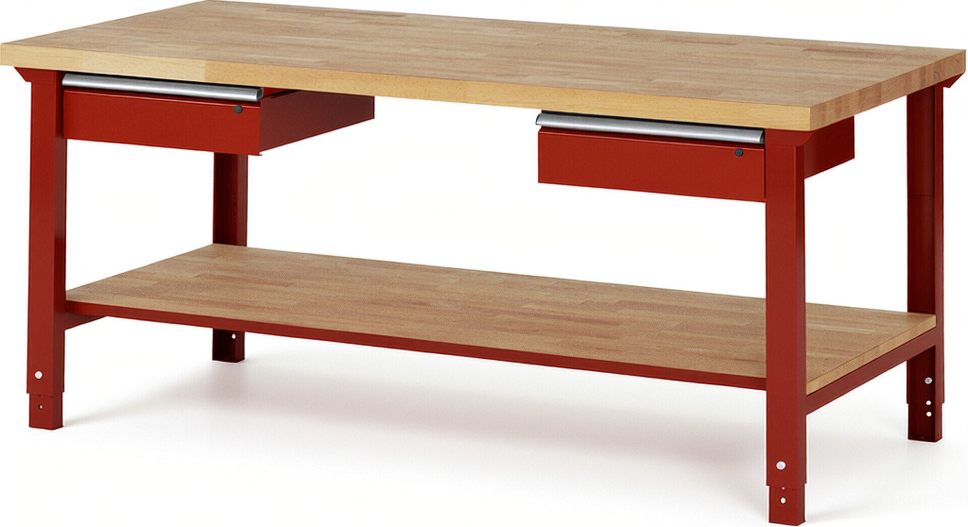 Werkbank mit Ablage - 2 Schubladen - 150:2 - höhenverstellbar 790 - 1.140 mm - 2.000 x 900 mm (BxT) - 750 kg - Buche - Anthrazitgrau