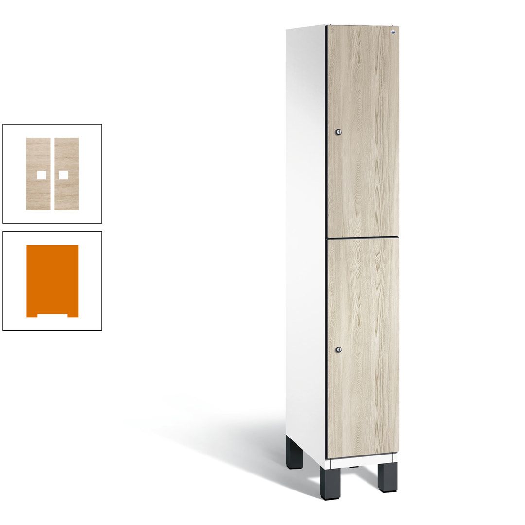 Fächerschrank, Garderobenschrank, mit Füßen, 1 Abteile, 1.980 x 300 x 525 mm (HxBxT), Korpus anthrazitgrau, Tür Donau-Ahorn