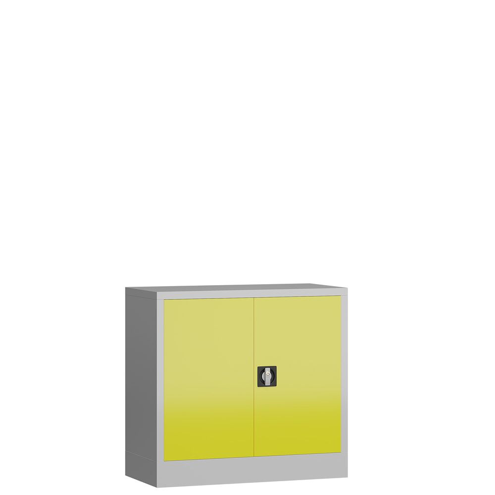 Aktenschrank, Büroschrank, abschließbar, Flügeltüren, 1 Fachboden, 750 x 800 x 380 mm (HxBxT), Stahl, Korpus und Türen lichtgrau