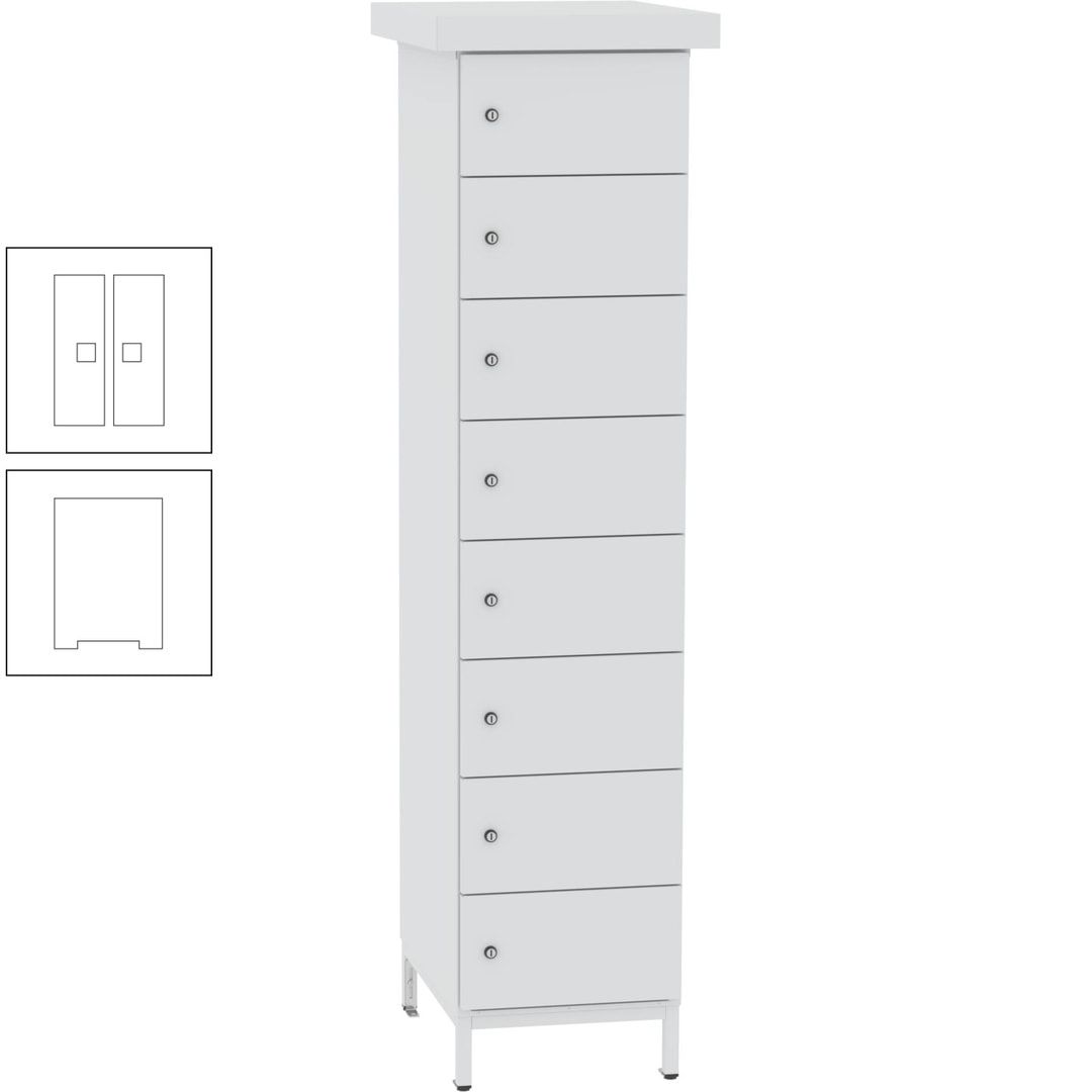 Akkuschrank, Batterieladeschrank, 8 Fächer, Schutzart IP54, Schuko, 1.855 x 400x 570 mm (HxBxT), Korpusfarbe anthrazitgrau, Frontfarbe anthrazitgrau