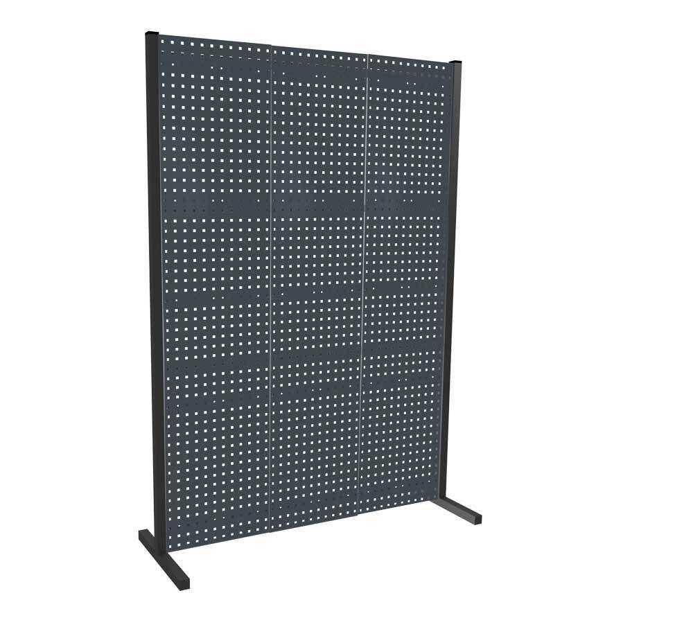 Modulare Trennwand, Werkzeugwand, Einzelfeld, 2 Lochplatten, Plattenhöhe 1.500 mm, 2.000 x 1.000 mm (HxB), Anthrazitgrau (RAL 7016)