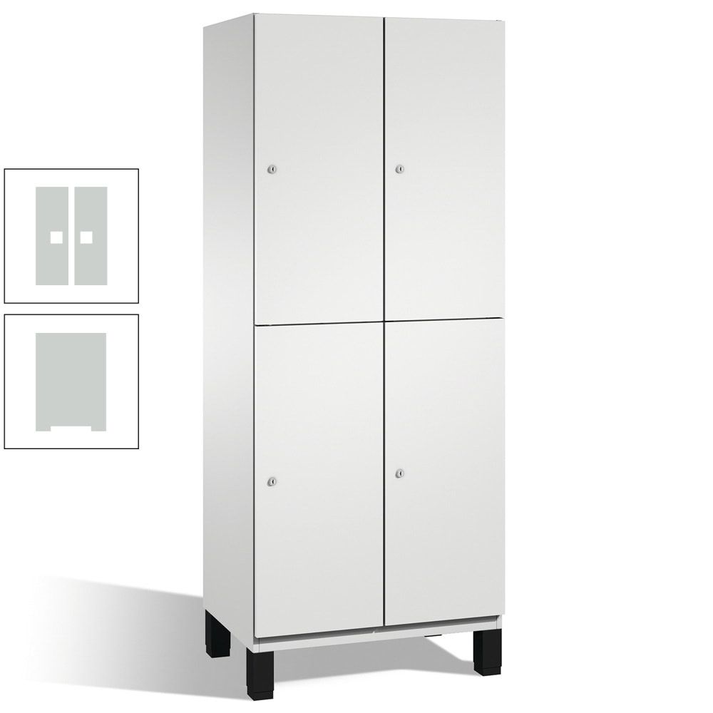 Fächerschrank, Stahlschrank, doppelstöckig, 4 Fächer, Füße, Korpus anthrazitgrau, Tür anthrazitgrau, 1.980 x 600 x 525 mm (HxBxT)