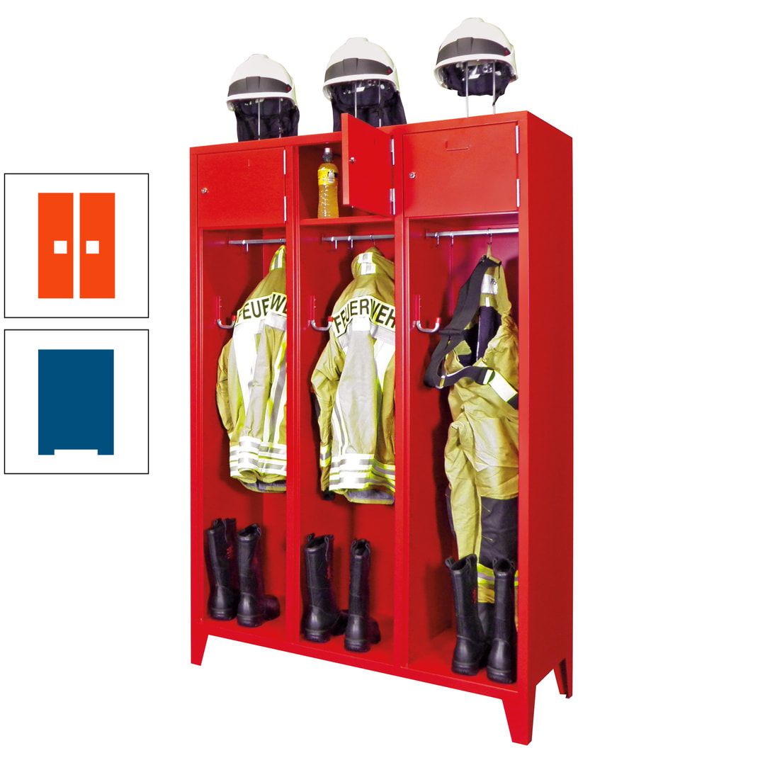 Feuerwehrschrank - 2 Abteile - Ablagefach mit Tür, Etikettenrahmen - 2.100 x 830 x 500 mm (HxBxT) - anthrazitgrau
