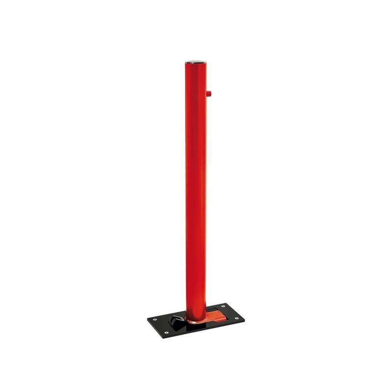 Klappbarer Pfosten mit Edelstahlkopf - 76 x 1.077 mm (DxH) - Überfahrhöhe 114 mm - Farbe enzianblau - Absperrpfosten