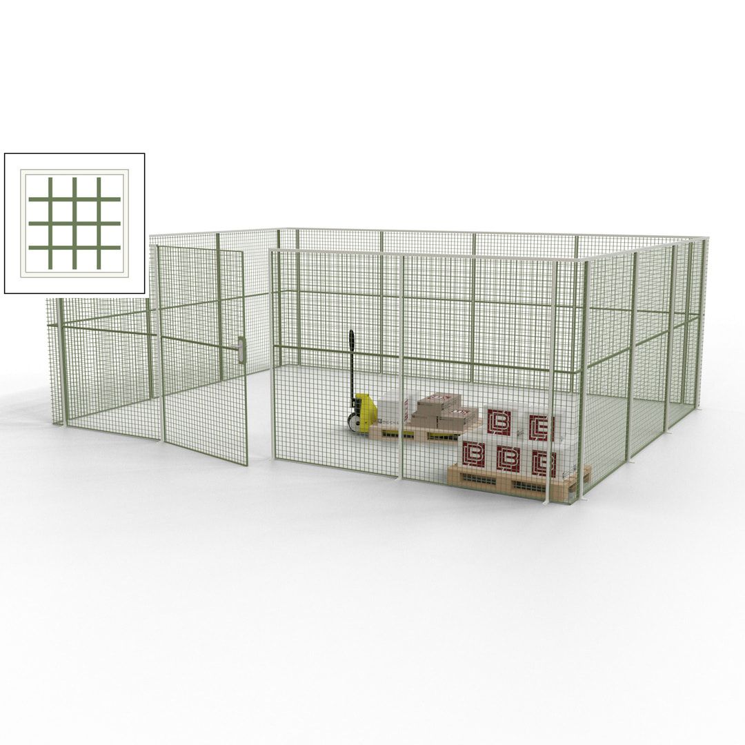 Maschinen Schutzgitter - Hallentrennwand - Sicherheitszaun - Tür - 21 m - 2.200 x 6.400 x 4.900 mm (HxBxT) - enzianblau