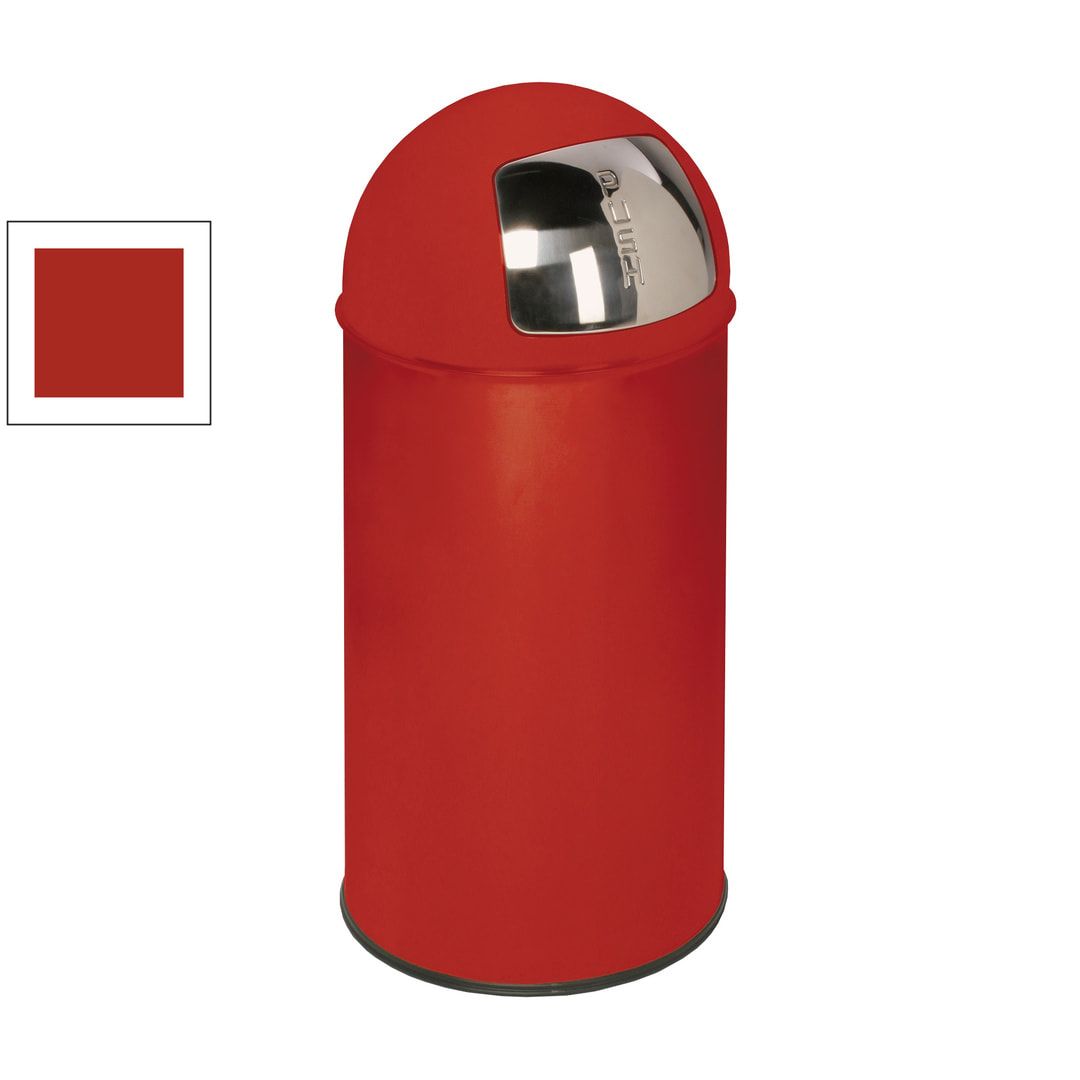 Mülleimer mit Edelstahl Einwurfklappe - rund - Volumen 50 l - 740 x 350 x 350 mm (HxBxT) - Edelstahl, matt