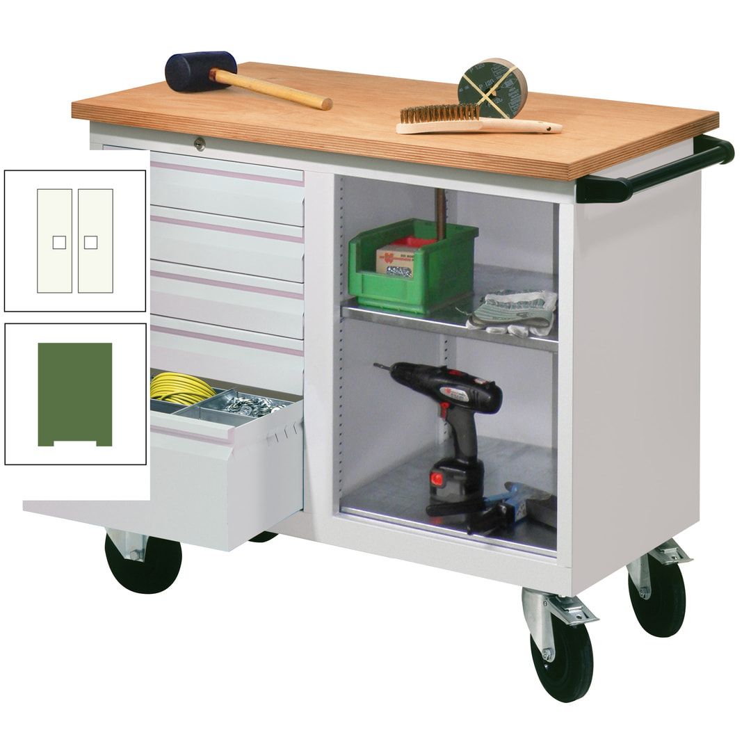 Mobile Werkbank - Werkstattwagen - 915 x 1.090 x 600 mm - 5 Schubladen und Ablagefach - anthrazitgrau