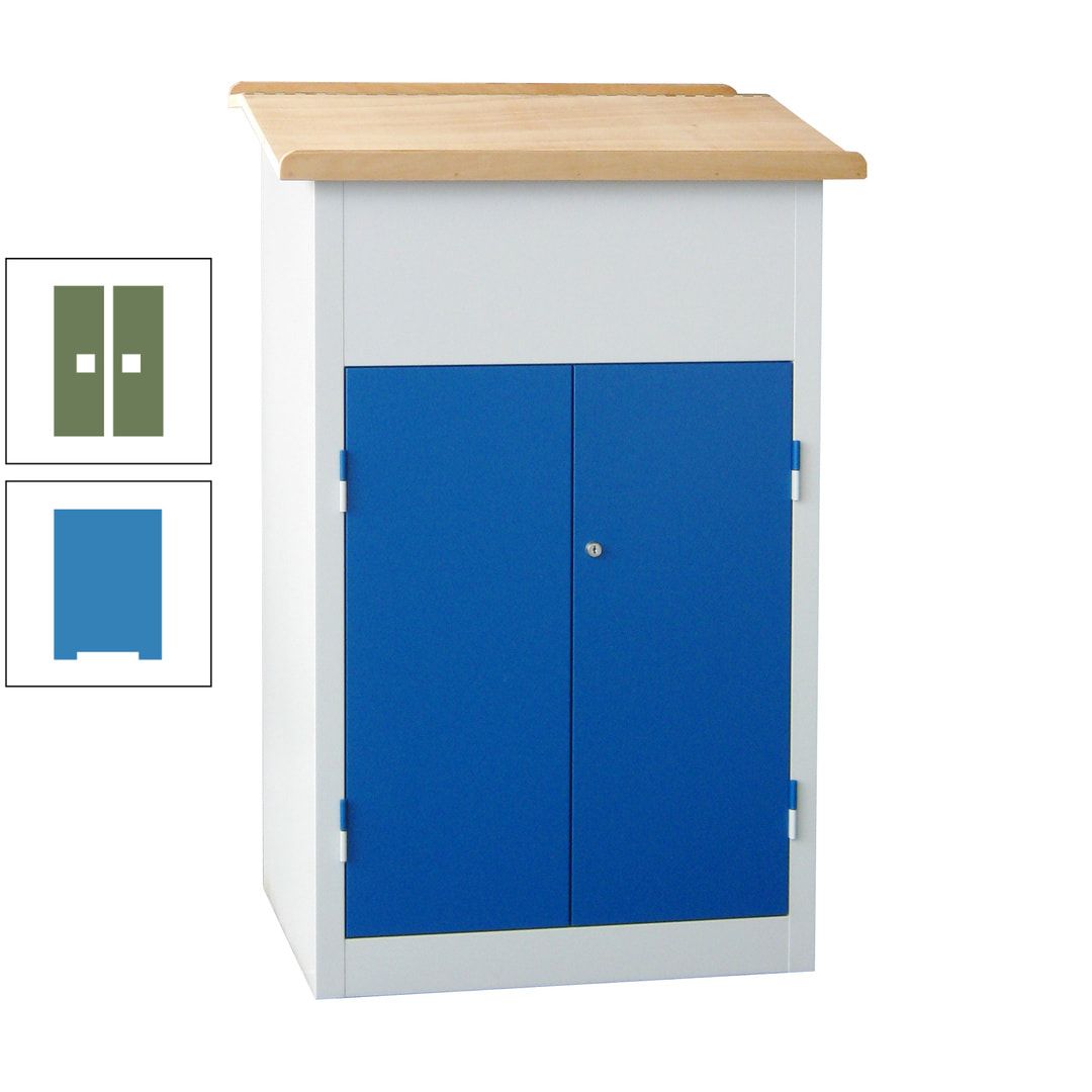 Stehpult mit Schrank - Vollblechtür - Zylinderschloss - 2 Böden - 1.200 x 700 x 600 mm (HxBxT) - anthrazitgrau