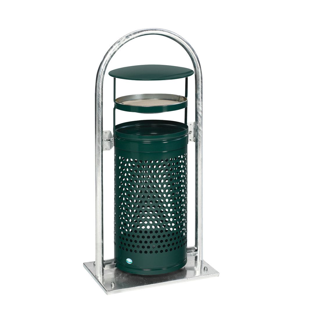 Abfallbehälter mit Ascher - 65 l - für Außeneinsatz - 580x380x1280mm - blau/weiß