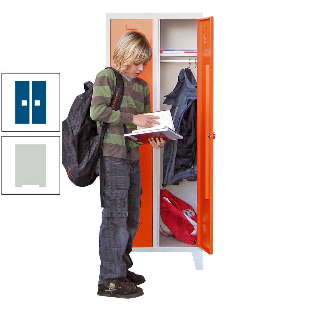 Spindschrank f. Schulen - mit Füßen - Höhe 1.600 mm - 3 Abteile a 300 mm - Drehriegel - anthrazitgrau