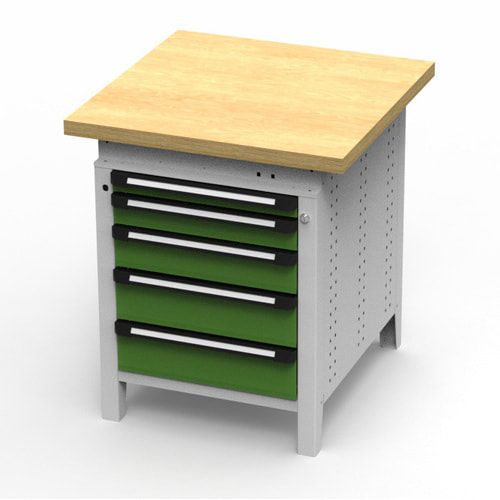 OTTOKIND Werkbank - Arbeitsplatte bündig - 850 x 605 x 750 mm (HxBxT) - 5 Schubladen - lichtgrau