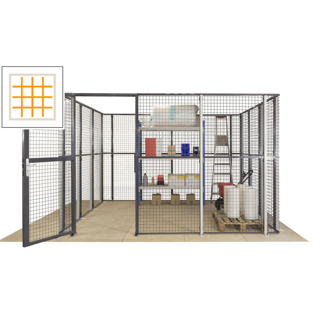 Maschinen Schutzgitter - Hallentrennwand - Sicherheitszaun - Tür - 72 m - 2.200 x 21.400 x 15.400 mm (HxBxT) - enzianblau