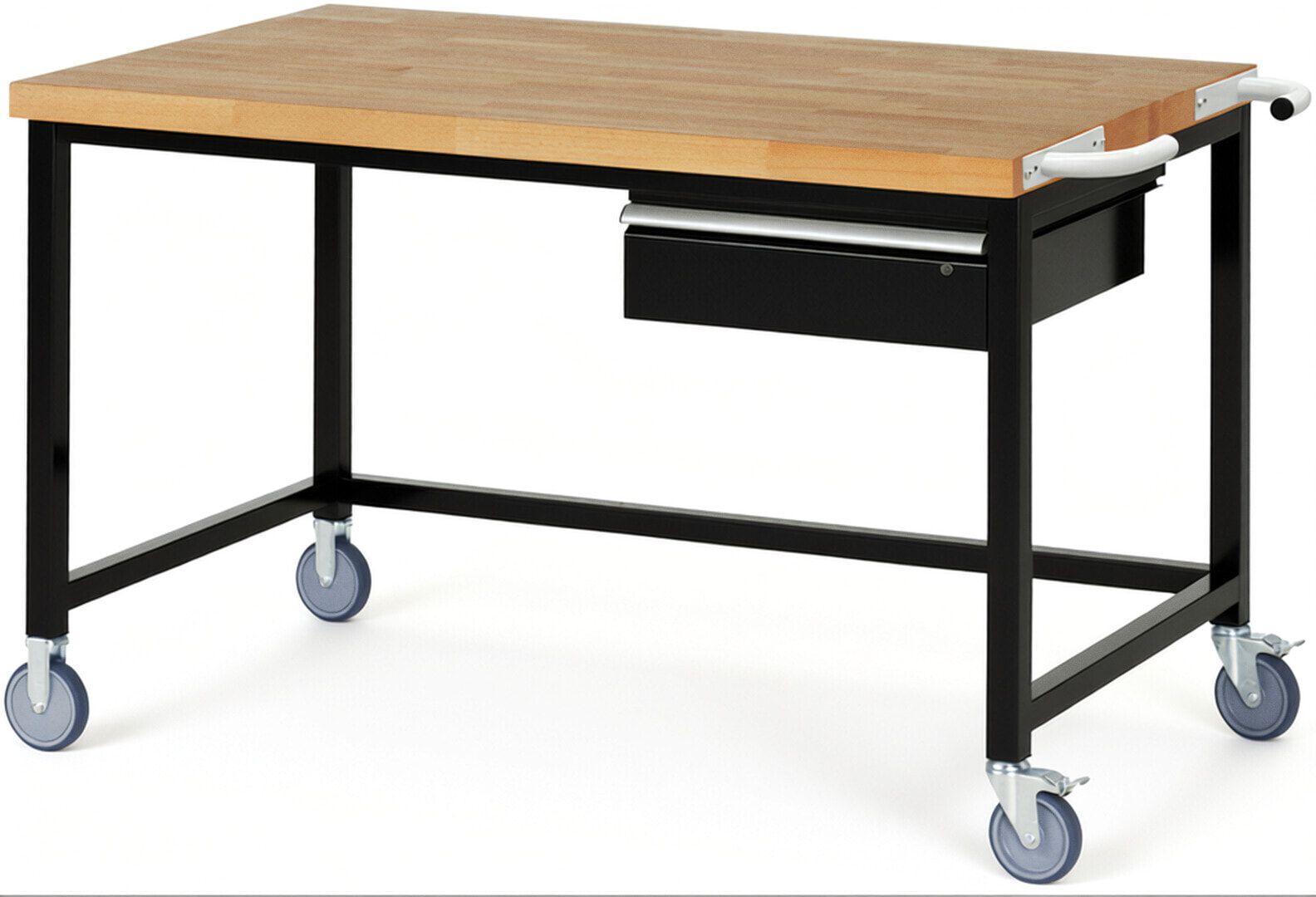 Mobile Werkbank mit 1 Schublade - 150:1 - höhenverstellbar 880-1.080 mm - 1.500 x 900 mm (BxT) - 450 kg - Buche - Anthrazitgrau