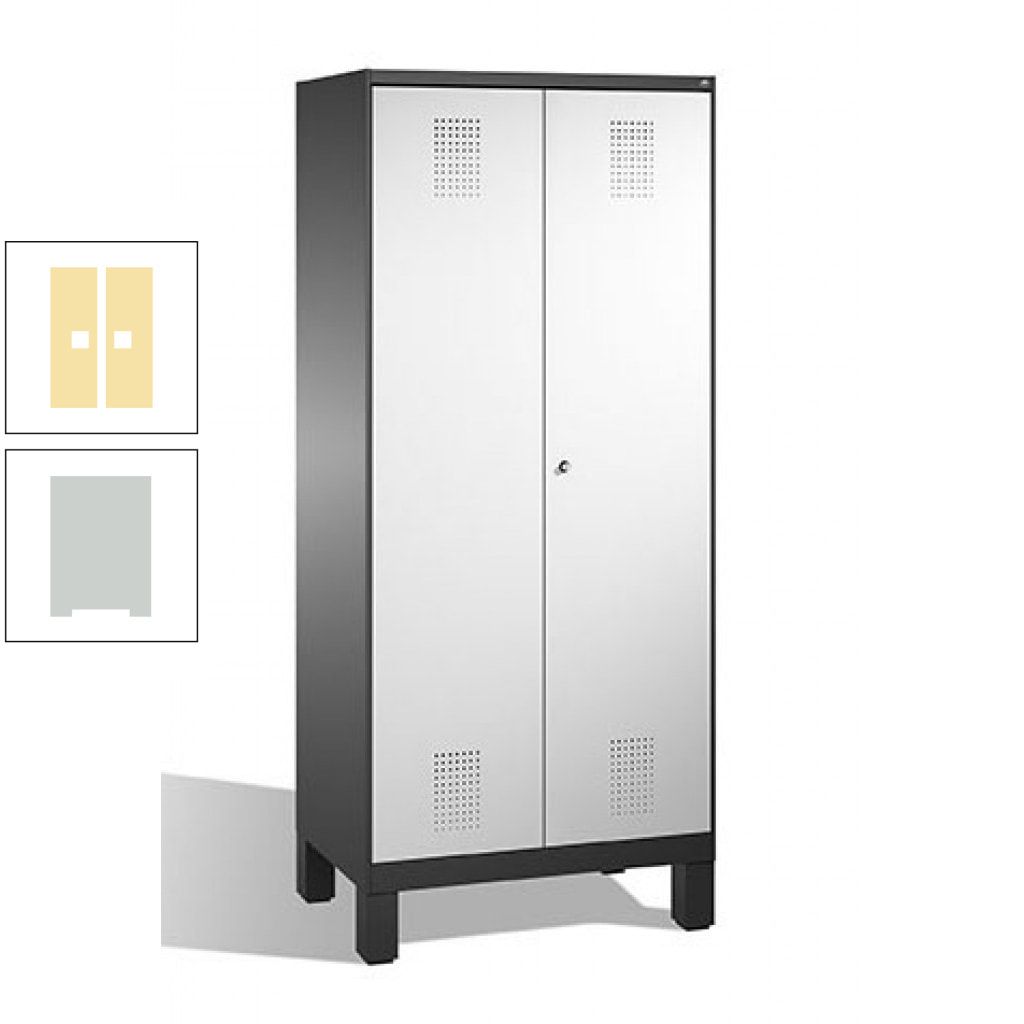Mehrzweckschrank, Doppeltüren, auf Füßen, 2 Abteile a 400 mm, Korpus anthrazitgrau, Tür anthrazitgrau, 1.850 x 800 x 500 mm (HxBxT)
