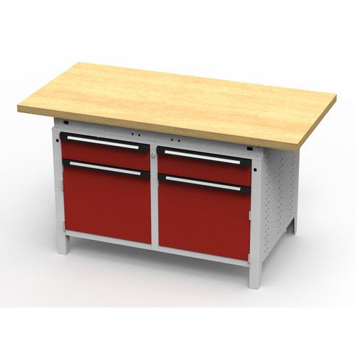 OTTOKIND Werkbank - bündige Arbeitsplatte - 850 x 1.150 x 750 mm (HxBxT) - 2 Schubladen - 2 Schränke - lichtgrau