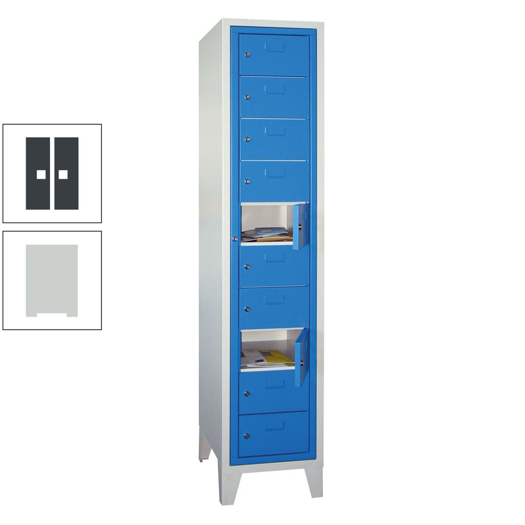 Schließfachschrank - Wäscheausgabeschrank - 10 Fächer a 315 mm - 1.850x400x500 mm (HxBxT) - Füße - Zylinderschloss - anthrazitgrau