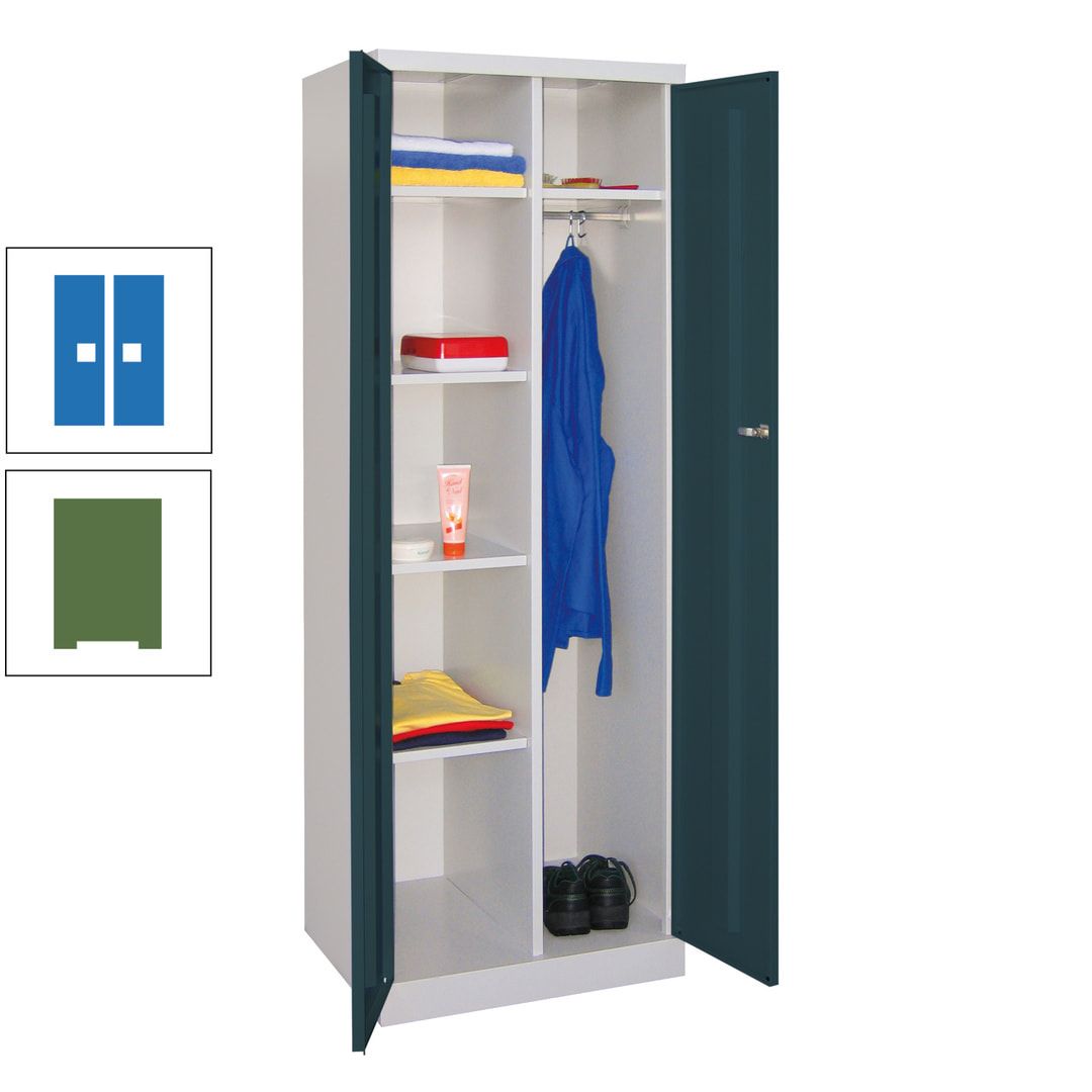 Kleiderschrank mit Sockel - Spind - 1 Abteil mit Trennwand - 1.800x600x500 mm (HxBxT) - Zylinderschloss - anthrazitgrau