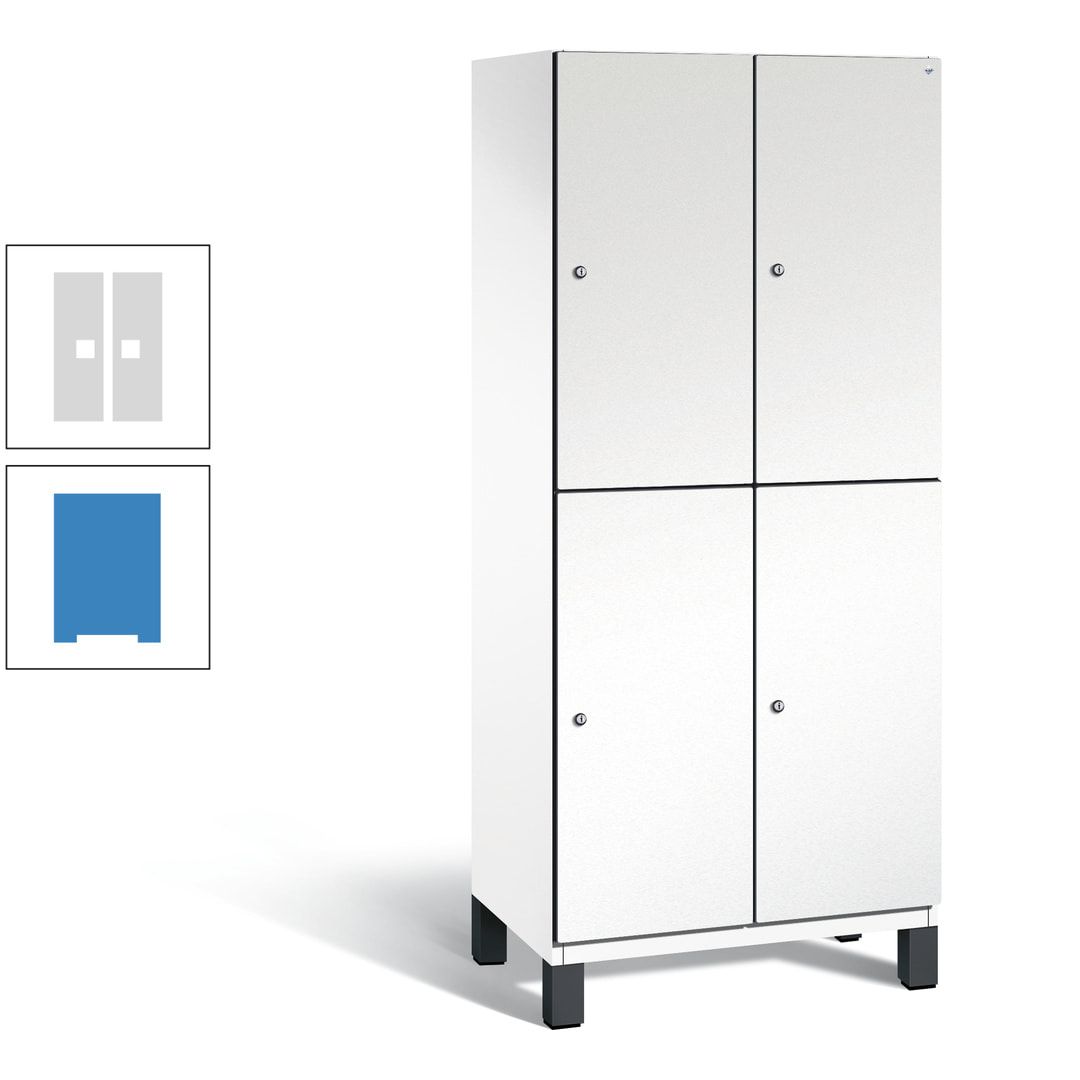 Fächerschrank, Stahlschrank, doppelstöckig, 4 Fächer, Füße, Korpus anthrazitgrau, Tür anthrazitgrau, 1.980 x 800 x 525 mm (HxBxT)