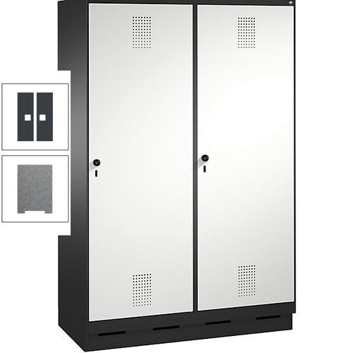 Doppel-Spind, Garderobenschrank, 2 Türen für 4 Abteile a 300 mm, Korpus anthrazitgrau, Türen anthrazitgrau, 1.800 x 1.200 x 500 mm (HxBxT)