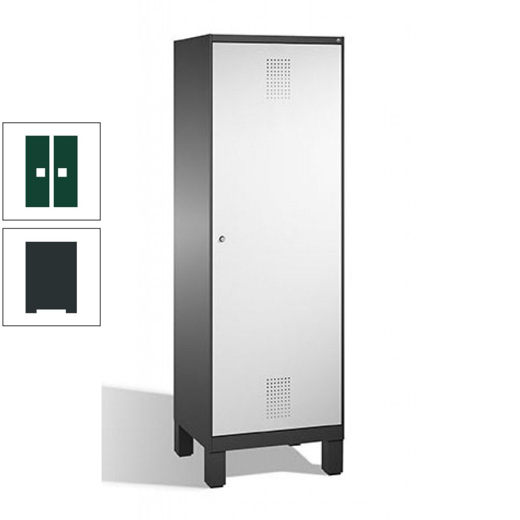 Doppel-Spind, Garderobenschrank, 1 Tür für 2 Abteile a 300 mm, Korpus anthrazitgrau, Türen anthrazitgrau, 1.850 x 600 x 500 mm (HxBxT)
