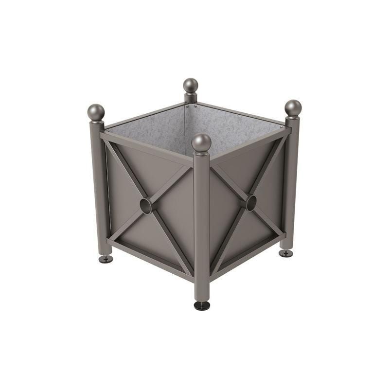 Pflanzbehälter, Stahlblech feuerverzinkt, verstellbare Füße, Innenfach feuerverzinkt, Kopf Agora, 750 x 800 x 800 mm (HxBxT), enzianblau