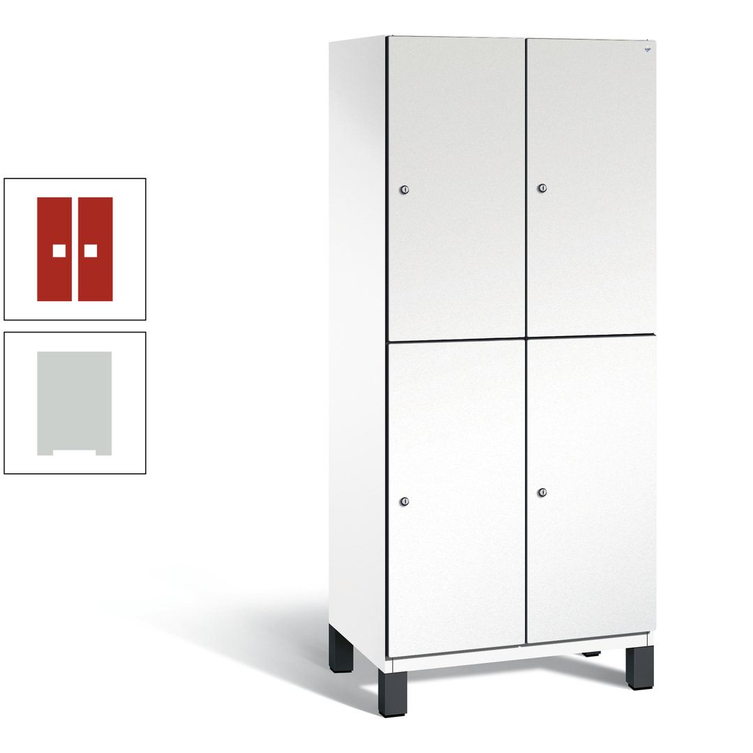 Fächerschrank, Stahlschrank, doppelstöckig, 4 Fächer, Füße, Korpus anthrazitgrau, Tür anthrazitgrau, 1.980 x 800 x 525 mm (HxBxT)