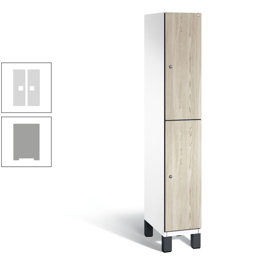 Fächerschrank, Garderobenschrank, mit Füßen, 1 Abteile, 1.980 x 300 x 525 mm (HxBxT), Korpus anthrazitgrau, Tür Donau-Ahorn