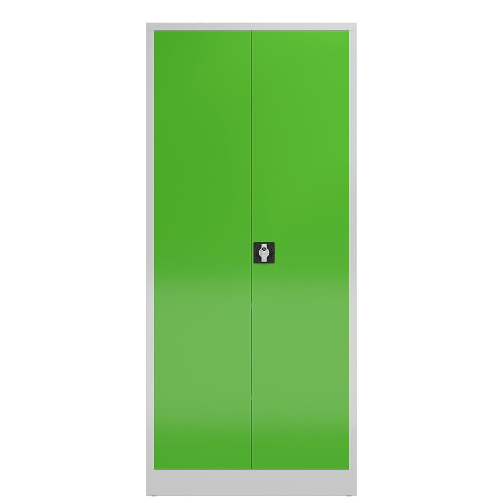 Aktenschrank, Büroschrank, abschließbar, Flügeltüren, 4 Fachböden, 1.800 x 800 x 380 mm (HxBxT), Stahl, Korpus und Türen lichtgrau