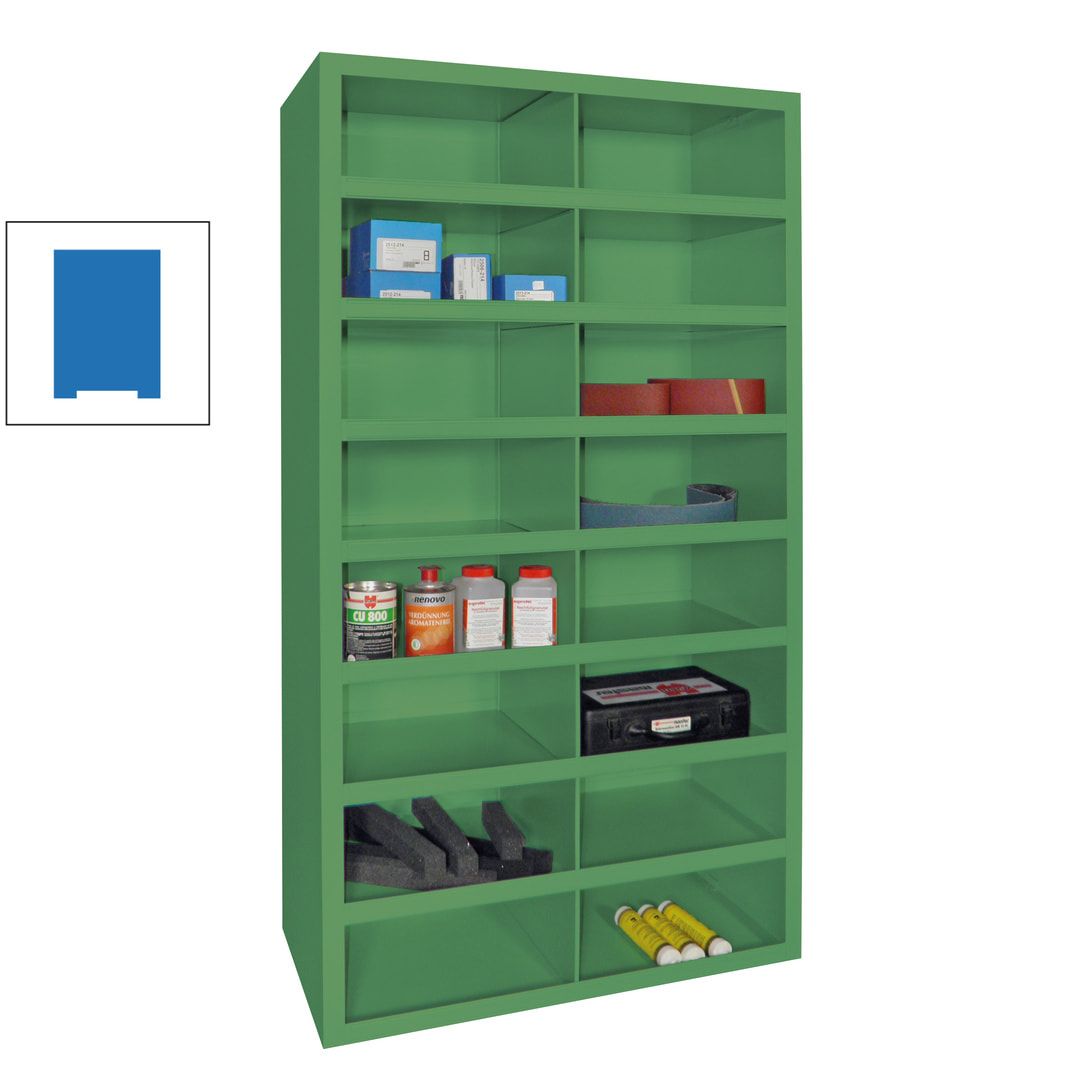 Fächerregal - Sortierstation - Ordnungsregal - 16 Fächer - Materialschrank - 1.800 x 1.000 x 500 mm (HxBxT) - Farbe anthrazitgrau