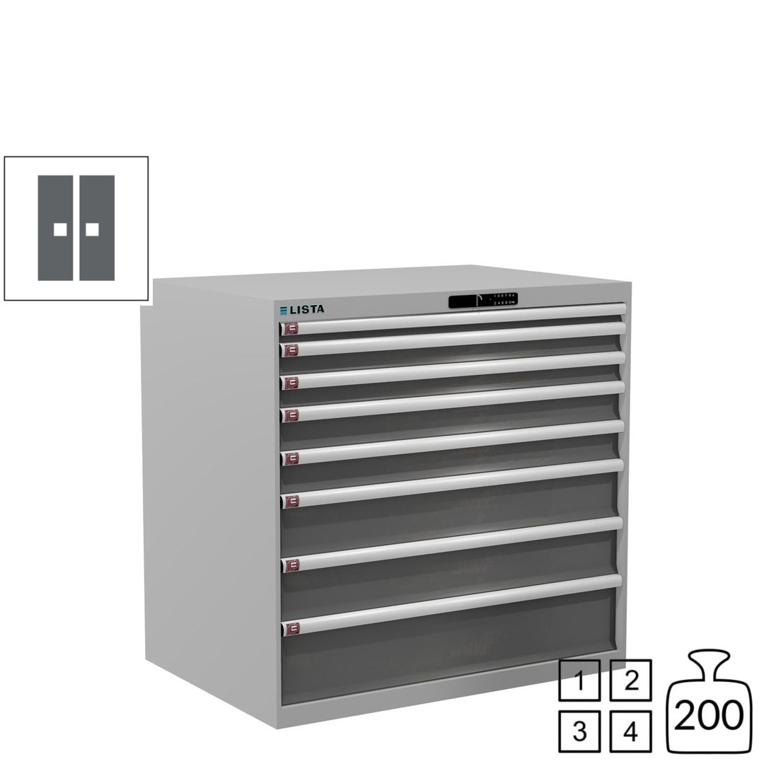 Lista Schubladenschrank - 12.541.010 - 1.000x1.023x725 mm (HxBxT) - 8 Schubladen - 200 kg - Key Lock - lichtblau (RAL 5012)