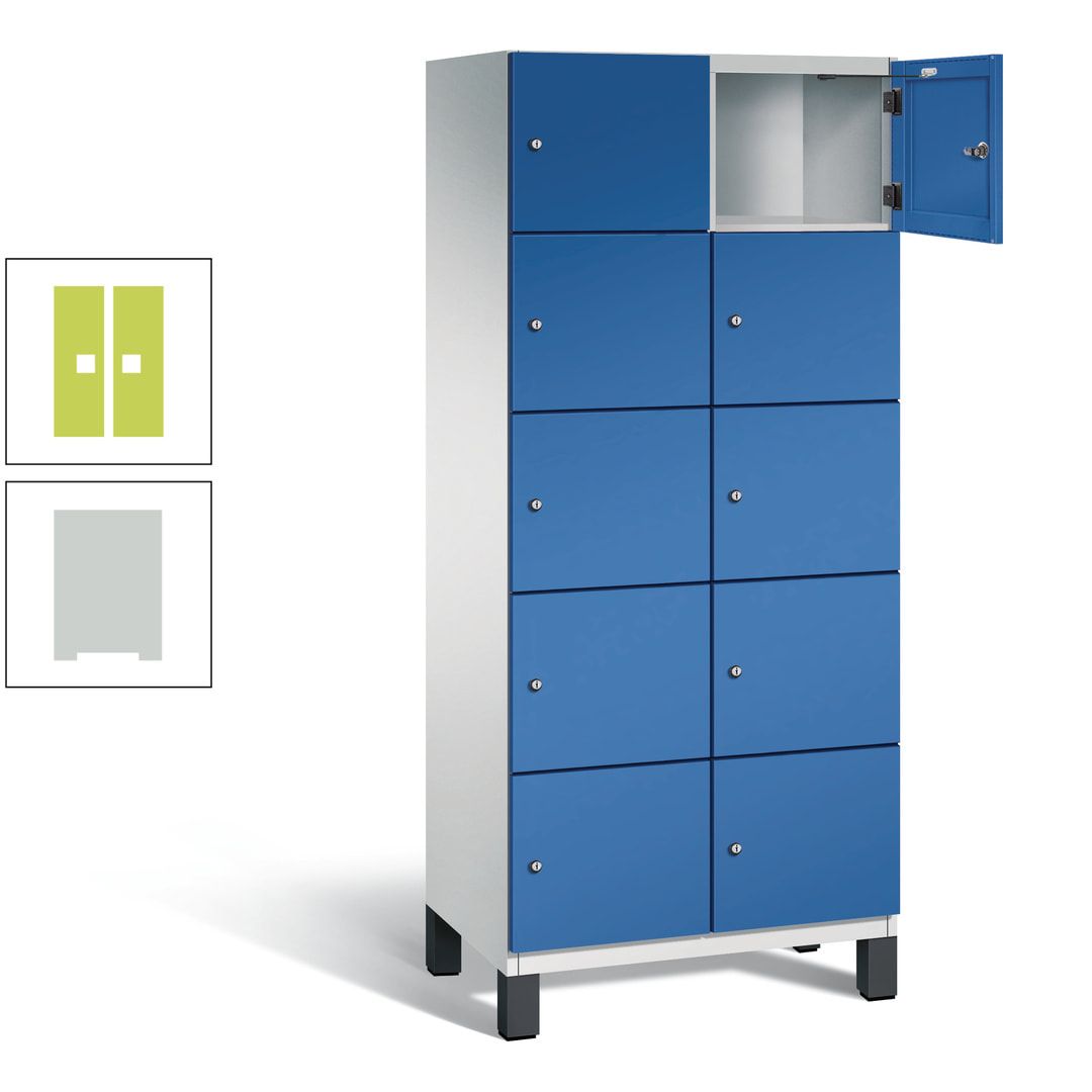 Fächerschrank, Stahlschrank, 10 Fächer, Türöffnungsbegrenzer, Füße, 1.980 x 800 x 525 mm (HxBxT), Korpus anthrazitgrau, Front anthrazitgrau