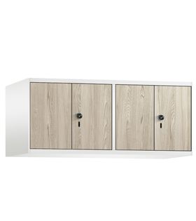 Aufsatzschrank, Schrankaufsatz, Türen paarweise, 4 Fächer a 300 mm, Farbe Vulkangrau, Holzdekor, 500 x 1.200 x 500 mm (HxBxT)