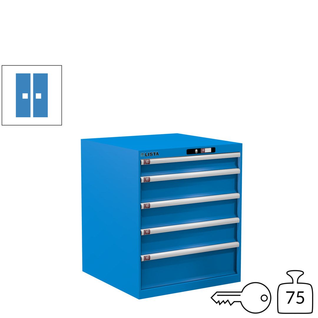 Lista Schubladenschrank - 14.410.010 - 850x717x725 mm (HxBxT) - 5 Schubladen - 75 kg - Key Lock - lichtblau (RAL 5012)