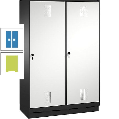 Doppel-Spind, Garderobenschrank, 2 Türen für 4 Abteile a 300 mm, Korpus anthrazitgrau, Türen anthrazitgrau, 1.800 x 1.200 x 500 mm (HxBxT)