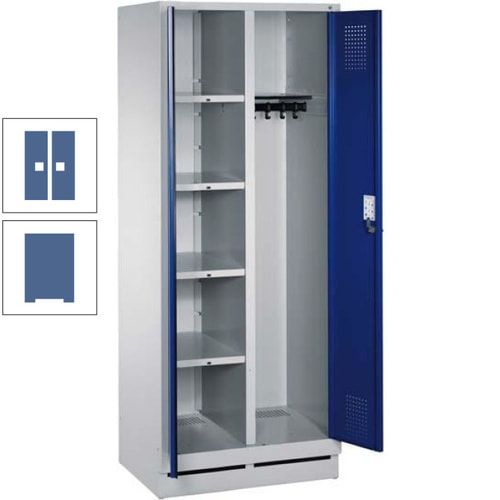 Mehrzweckschrank, Doppeltüren, Füße, 2 Abteile a 300 mm, Korpus anthrazitgrau, Tür anthrazitgrau, 1.800 x 600 x 500 mm (HxBxT)