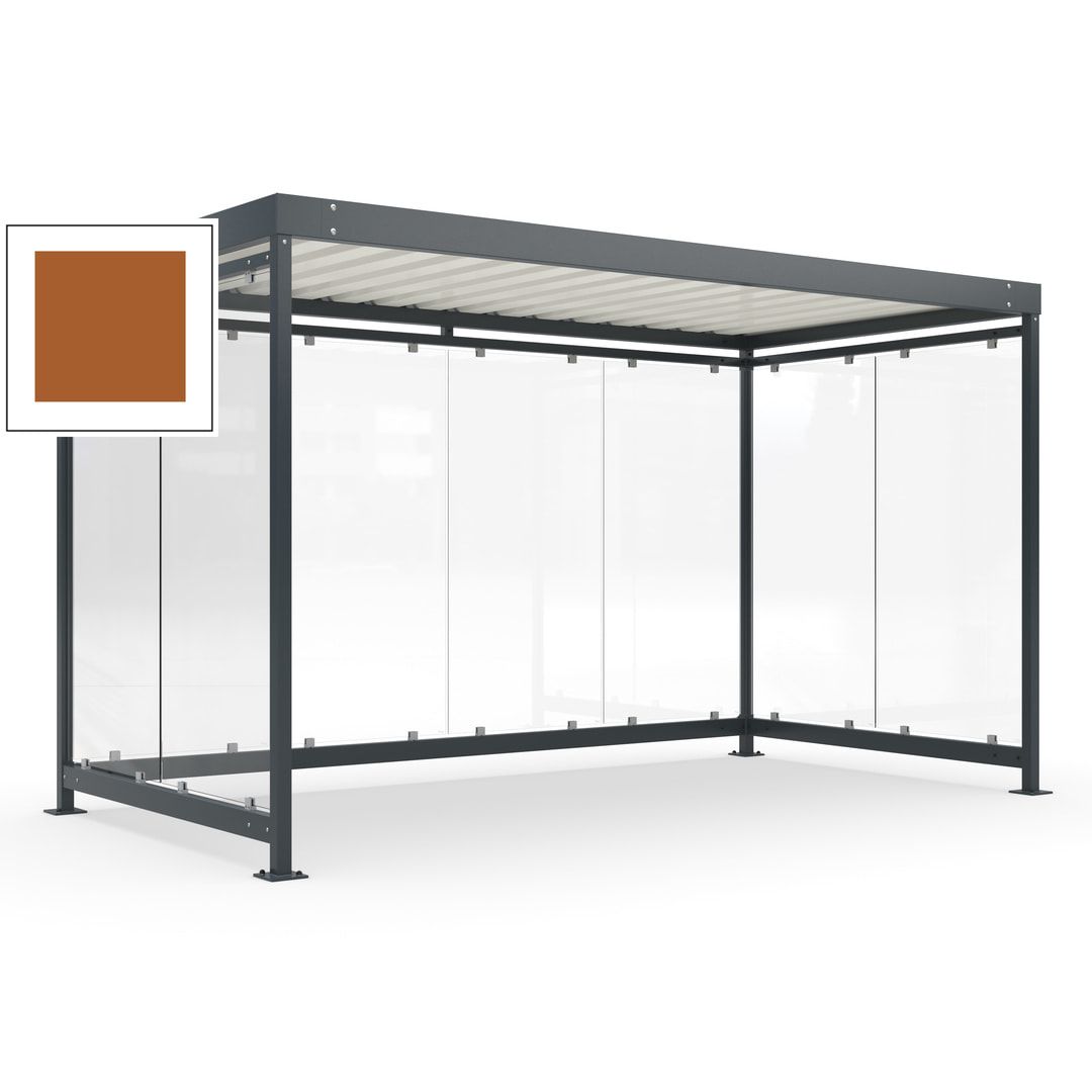 Fahrradunterstand, Fahrgastunterstand, Bushaltestelle, Bausatz, 12-13 Personen, 2.510 x 4.195 x 2.165 mm (HxBxT), 8 Wände, Achatgrau