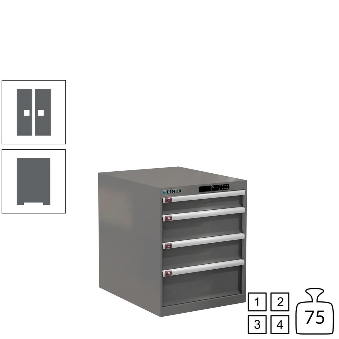 Lista Schubladenschrank - 14.350.010 - 700x564x725 mm (HxBxT) - 4 Schubladen - 75 kg - Key Lock - lichtblau (RAL 5012)