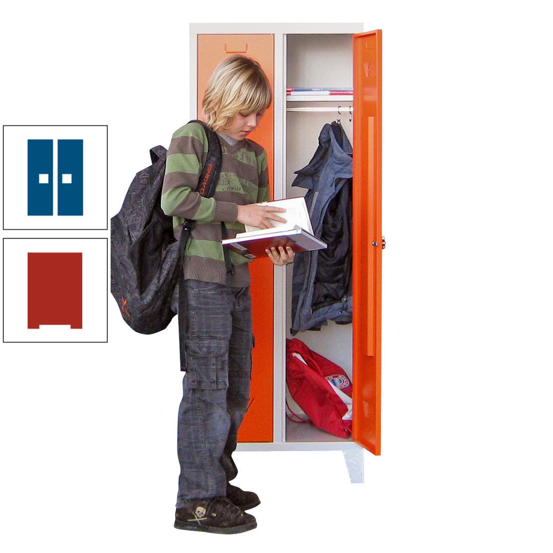 Spindschrank f. Schulen - mit Füßen - Höhe 1.600 mm - 3 Abteile a 300 mm - Drehriegel - anthrazitgrau