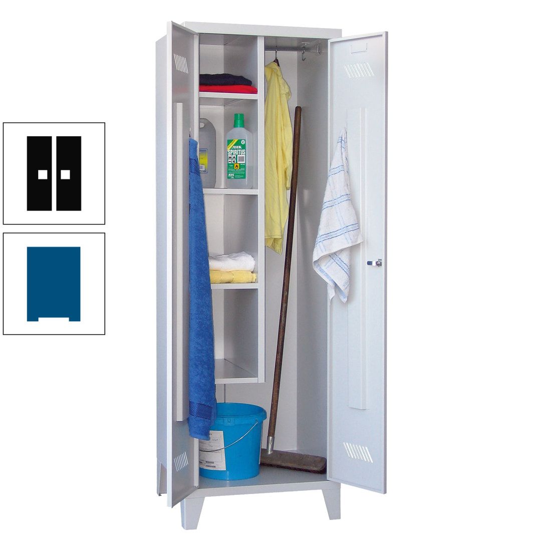 Putzschrank mit Füßen - 1 Abteil mit Trennwand - 1.850x600x500 mm (HxBxT) - Drehriegel - anthrazitgrau