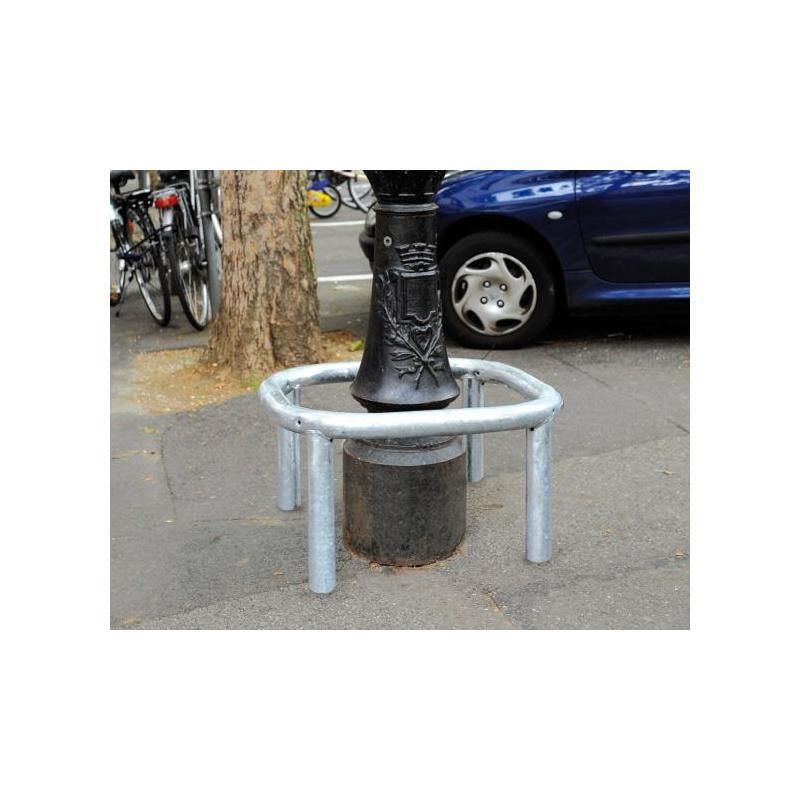 Rundumschutz, Schutzbügel, steckbar, Einbetonierung, 700 x 700 mm (HxB), Durchmesser 60 mm, Farbe enzianblau