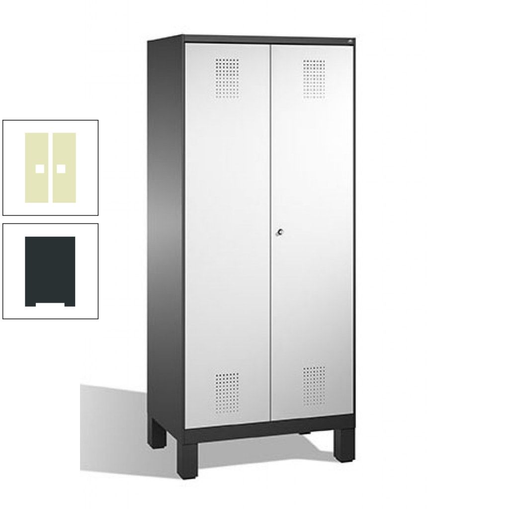 Mehrzweckschrank, Doppeltüren, auf Füßen, 2 Abteile a 400 mm, Korpus anthrazitgrau, Tür anthrazitgrau, 1.850 x 800 x 500 mm (HxBxT)